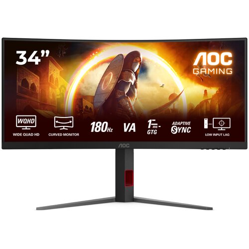 AOC 86.4cm (34&amp;ldquo;) CU34G4 21:09 HDMI+DP black/red Slike