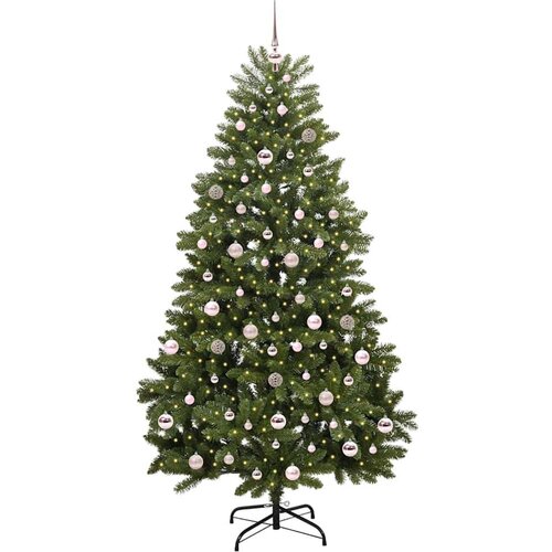 VidaXL Umjetno božićno drvce S LED lampica Zelena 210 cm PVC i metal Slike