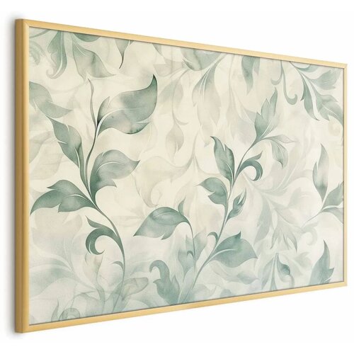  Plakat - Watercolor Green-Beige Leaves 30x21 Zlatni okvir Cene