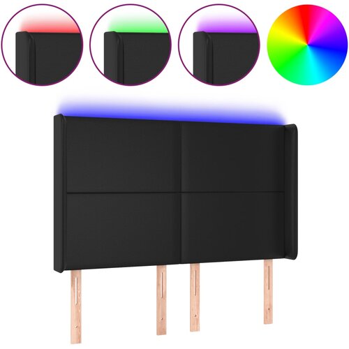 Maison Chic led posteljno vzglavje - vzglavna omarica - nočna omarica črno 147x16x118/128 cm umetno usnje, (21710926) Cene