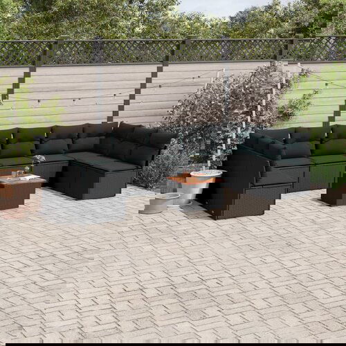 VidaXL 11-dijelni set vrtnih sofa od poliratana s jastucima crni Slike