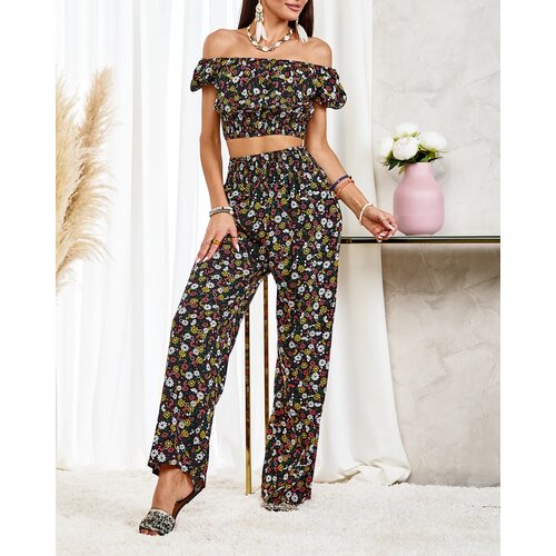 Resti Black two-piece women's floral set Cene