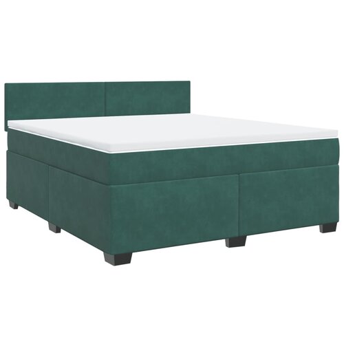 vidaXL Box spring postelja z vzmetnico temno zelena 180x200 cm žamet, (21310895) Cene