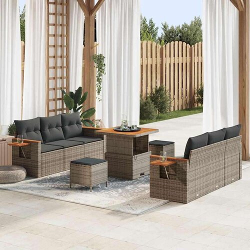  Vrtna sedežna garnitura z blazino 9 pcs Siva, (5000144219) Cene