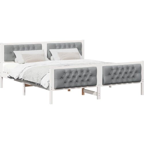  Krevetna konstrukcija s uzglavljem Svijetlo siva 160 x 200 cm Bijela Slike
