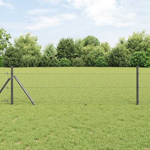 vidaXL heksagonalna ograda siva 0,4x25 m čelik, stupovi ograde 13 kom sivi Ø32 mm 80 cm pocinčani čelik Cijene