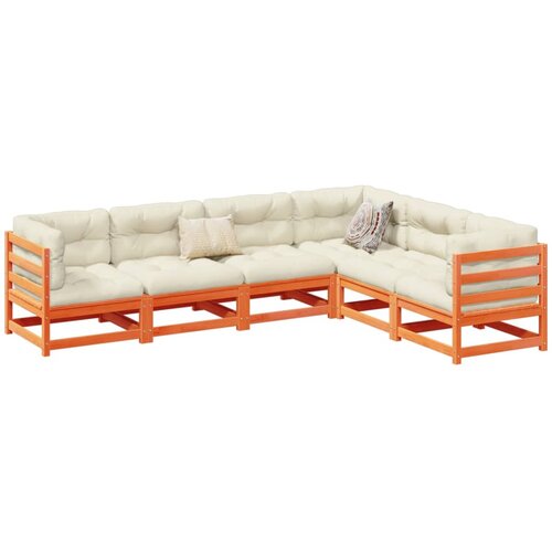  6-dijelni set vrtnih sofa s jastucima vo&scaron;tano smeđi od borovine Cene