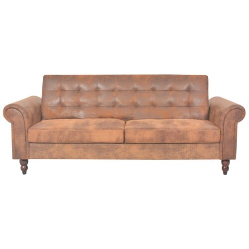 Maison Chic Raztegljiv kavč - Sofa - Kanape dvosed z naslonjali za roke umetni semiš rjav, (21727814) Cene