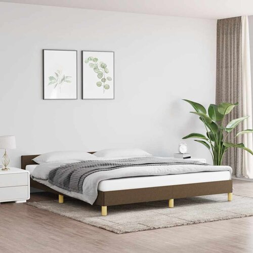 Okvir za krevet bez madraca tamnosmeđi 160x200 cm od tkanine Slike