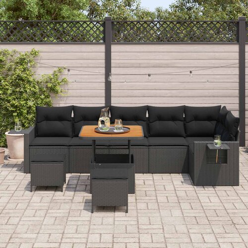  Sjedeća garnitura za vrt 9 kom. Crna poliratan 80 x 80 x 71 cm Slike