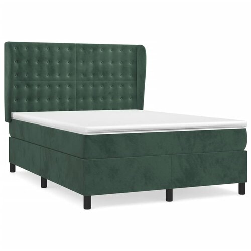 Maison Chic Box spring postelja - Vzmetna postelja z vzmetnico temno zelen 140x190 cm žamet SL21412, (21892820) Cene