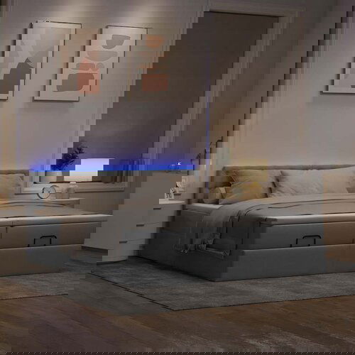VidaXL Okvir kreveta s madracima svijetlosivi 200x200cm od tkanine Slike