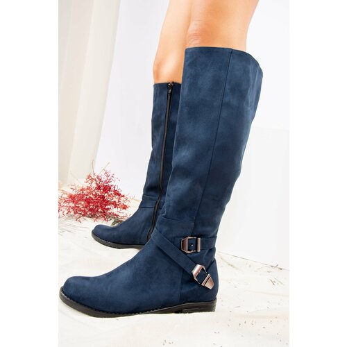 Fox Shoes Navy Blue Women's Suede Boots Slike
