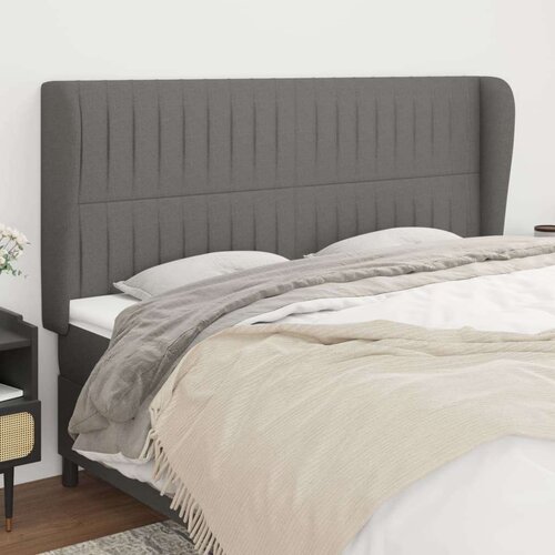  Vzglavje z u&amp;scaron;esi temno sivo 183x23x118/128 cm blago, (20793677) Slike