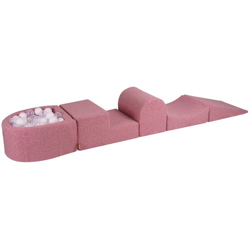 MeowBaby Foam Playground 4-delni komplet za igranje bazena s penasto žogo, 100 žog, boucle, roza: bela/prozorna, (21295239) Slike