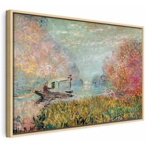  Slika - Claude Monet – Boat on the Seine 90x60 U prirodnom drvenom okviru Cene