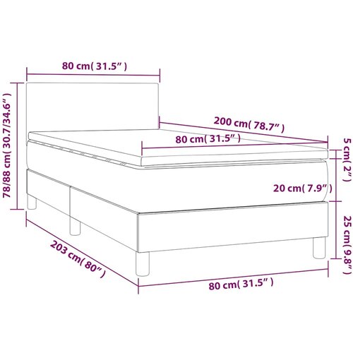  box spring s madracem LED sivi 80x200 cm od umjetne kože Slike
