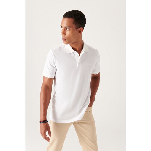 Avva Men's White 100% Egyptian Cotton Standard Fit Normal Cut 3 Button Polo Neck T-shirt Slike
