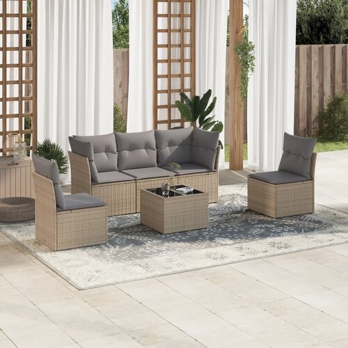 vidaXL 6-dijelni set vrtnih sofa s jastucima bež od poliratana Cijene