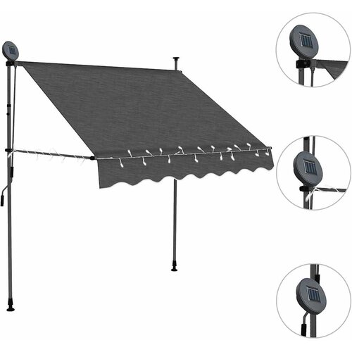 Tenda na ručno uvlačenje s LED svjetlima 100 cm antracit Slike
