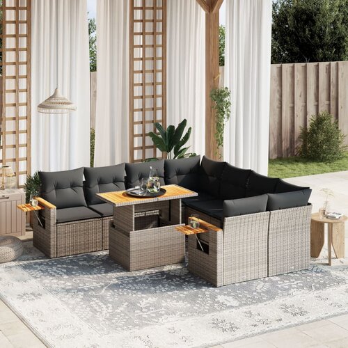 vidaXL 8-dijelni set vrtnih sofa od poliratana s jastucima sivi Cijene