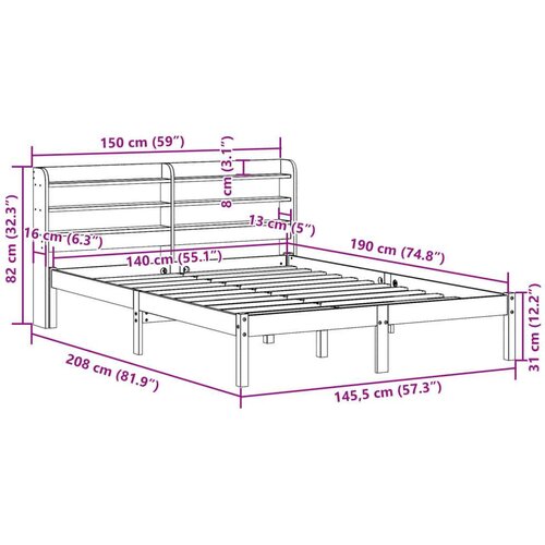 VidaXL Okvir kreveta bez madraca bijeli 140 x 190 cm masivna borovina Slike