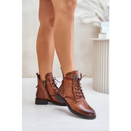 EVENTO PE1 Insulated Ankle Boots With Flat Heel And Decoration Camel Leonise Slike