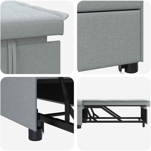  Krevet-sofa na razvlačenje Svijetlo siva 194 x 50 x 82 cm Slike