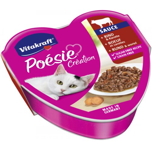 Vitakraft hrana za mačke sa ukusom govedine sa šargarepom u sosu od sira poesie creation 85g Slike