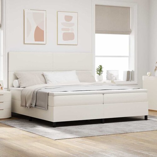  Krevet s opruga kutije s uzglavljem Krema i bijela 200 x 200 cm Cijene