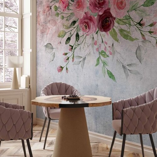  Foto tapeta - Summer bloom - plant motif with flowers and leaves in pink tones 350x256 Slike