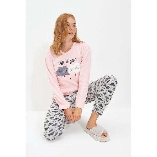 Trendyol Pajama Set - Pink - Slogan Slike