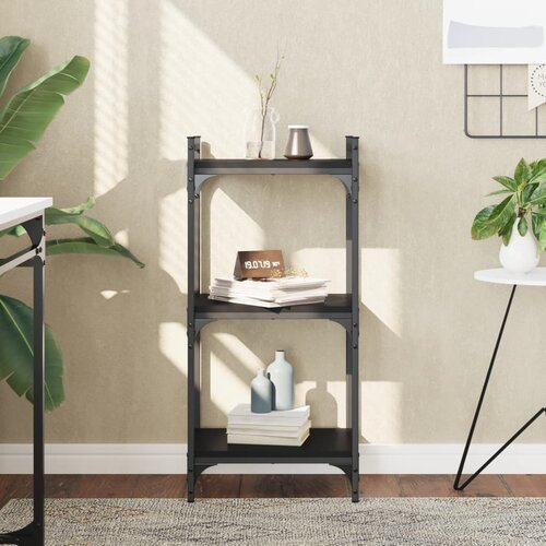  Regal za knjige s 3 razine crni 40x30x86 cm konstruirano drvo Slike