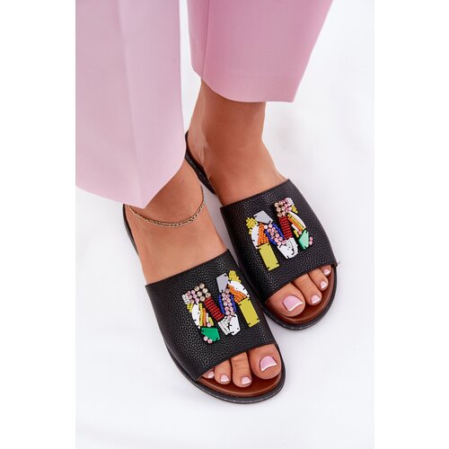Boto Womens sandals on flat heel with decoration black Clelione Cene