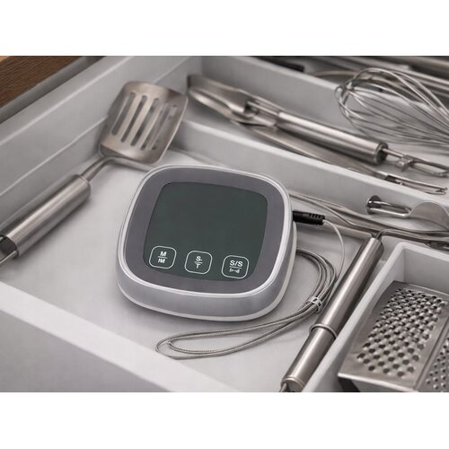  Osvijetljeni LCD dodirni kuhinjski termometar -20 do +300&amp;deg;c sonda srebrna Slike