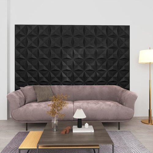 vidaXL 3D zidni paneli 12 kom 50 x 50 cm origami crni 3 m² Cijene
