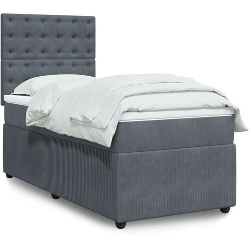 Box spring krevet s madracem tamnosivi 90x200 cm baršunasti Cijene