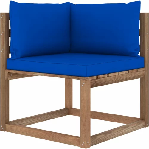 vidaXL Vrtna kutna sofa od paleta s plavim jastucima
