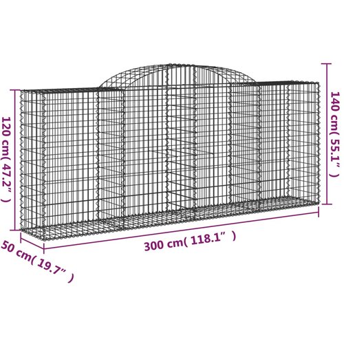  Lučne gabionske ko&amp;scaron;are 12kom 300x50x120/140cm pocinčano željezo Slike