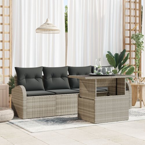 vidaXL Set od 5 vrtnih sofa s jastucima svijetlosive poly ratan Cene