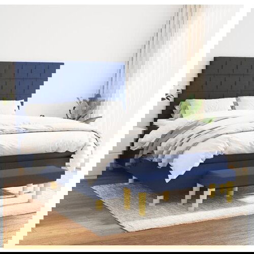 VidaXL Krevet s oprugama i madracem plavi 140x200 cm od tkanine Slike