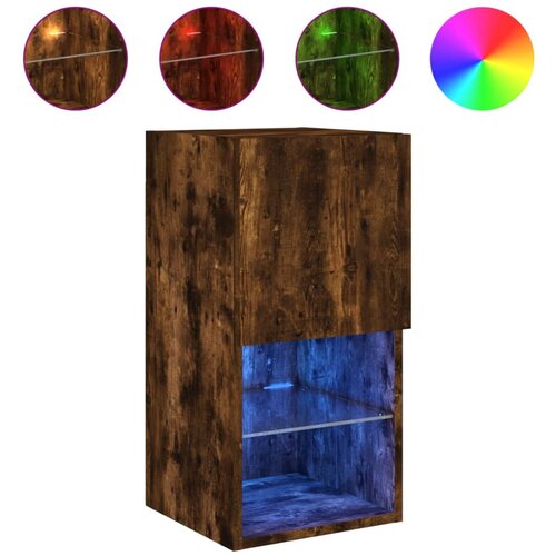 Maison Chic TV omarica - TV stojalo - Televizijska omarica z LED lučkami dimljeni hrast 30,5x30x60 cm, (21698925) Slike