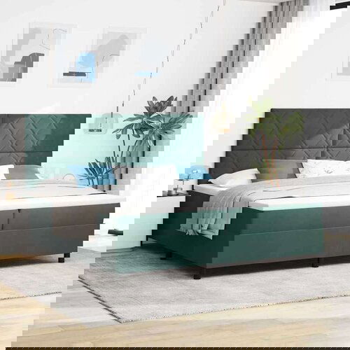 Box spring krevet Tamnozelena 200 x 200 cm Baršun Cijene