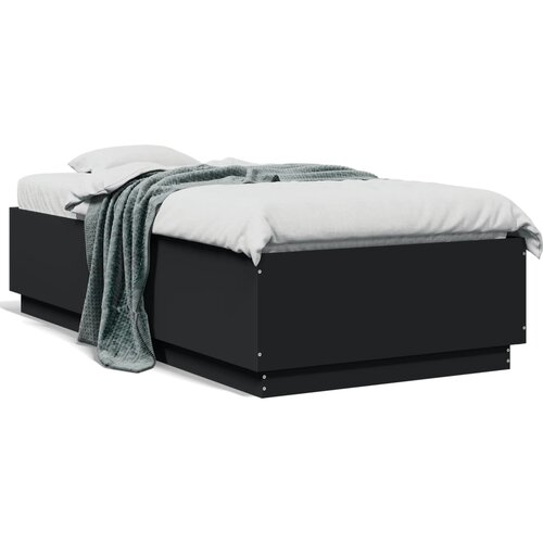 VidaXL Okvir za krevet s LED svjetlima crni 90x190cm konstruirano drvo Slike
