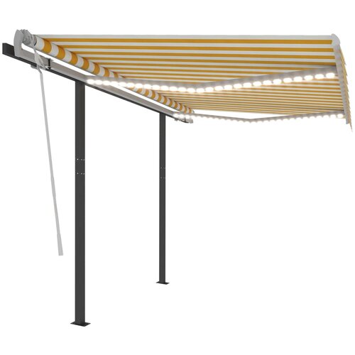 vidaXL Ročno zložljiva tenda z LED lučkami 3x2,5 m rumena in bela Cene