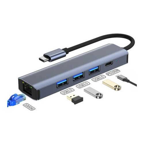 FastAsia Adapter-konvertor TIP C na 3xUSB 3.0+TIP C+RJ45 ( 800 ) Cene
