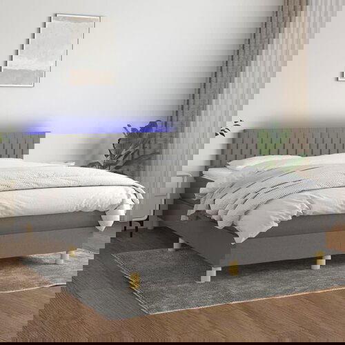 The Living Store Box spring postelja z vzmetnico LED temno siva 140x200 cm blago - Box Spring Postelja, (21516780) Slike