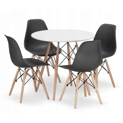 BOLZZ TORINO OKRUGLI STO 80 cm WHITE + MILANO SET 4 STOLICE BLACK Cene