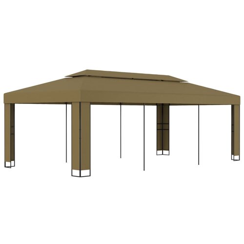 vidaXL Sjenica s dvostrukim krovom 3 x 6 m smeđe-siva 180 g/m² Cijene