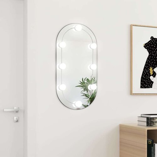  Ogledalo s LED svjetlima 80 x 40 cm stakleno ovalno Cijene